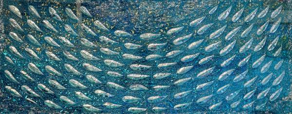 - Mixed Media on textile, Painting by Wendy Horner, measuring 40 x 100 cm (H x W) framed at 50 x 110 cm £750